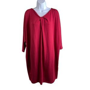 LEMA Red Flowy Turkish Midi Dress Size 3X Elevated‎ Basics Classic Quiet Luxury